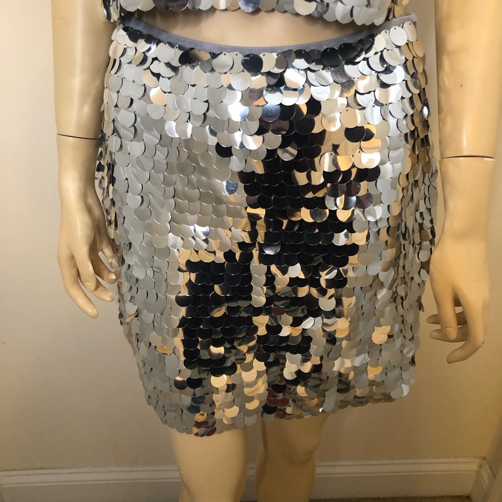 wild fable Silver Sequin Crop Top & Mini Skirt Set - Picture 7 of 13